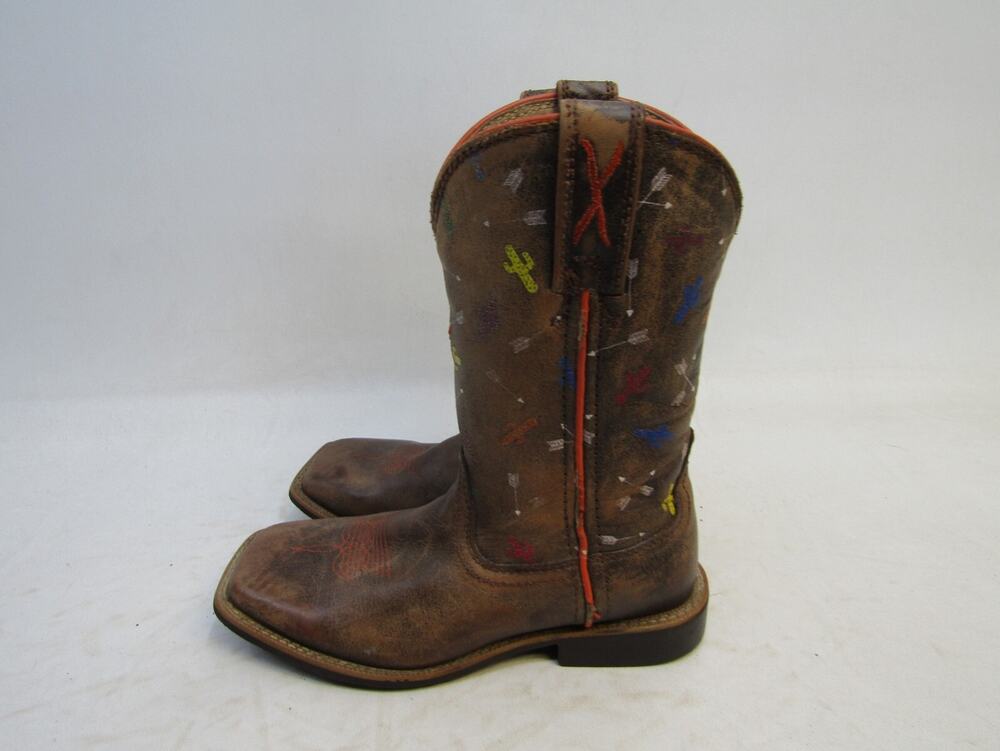 Twisted X Youth Size 12.5 M Brown Leather Cactus Arrows Cowboy Western Boots